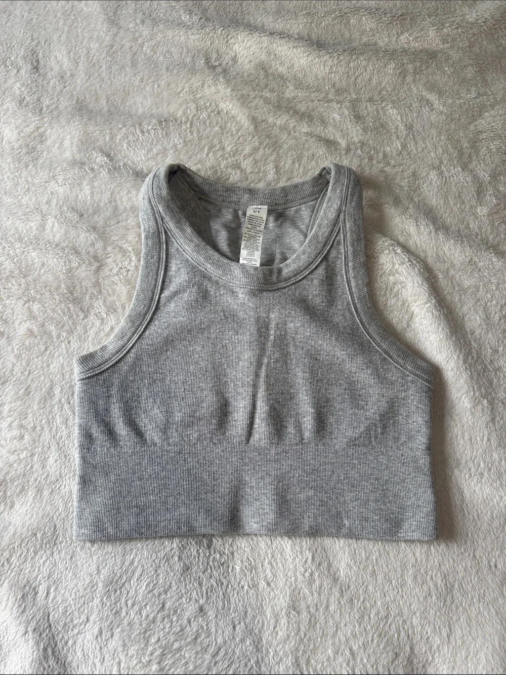 ALO Yoga Light Gray Ribbed Crop Tank - Picture 1 of 3